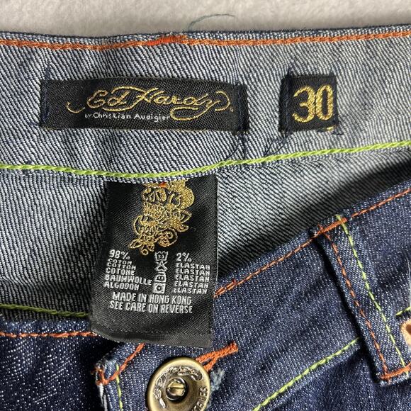 Ed Hardy X Christian Audigier Jeans Womens Size 30 Tattoo You Rhinestone Vintage - Picture 14 of 14